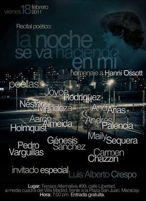 Recital po&eacute;tico &ldquo;La noche se va haciendo en m&iacute;&rdquo; en homenaje a Hanni Ossott