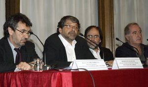 El secretario de Cultura de Argentina, Jorge Coscia, el director nacional de Industrias Culturales, Rodolfo Hamawi, el director nacional de Arte, Jos&eacute; Luis Casti&ntilde;eira de Dios, y el director del Instituto Nacional del Teatro, Ra&uacute;l Brambilla
