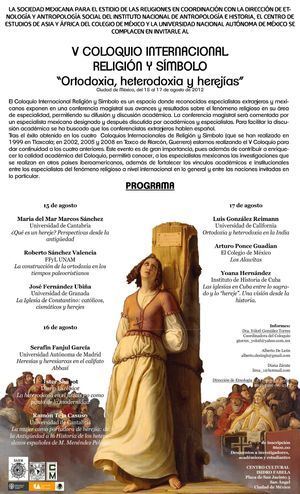 V Coloquio Internacional Religi&oacute;n y S&iacute;mbolo &ldquo;Ortodoxia, heterodoxia y herej&iacute;as&rdquo;