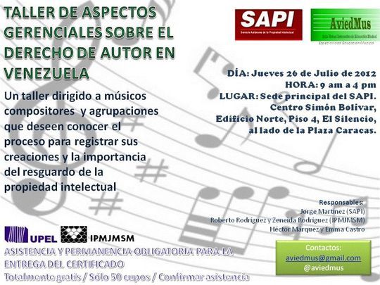 Taller &ldquo;Aspectos gerenciales sobre el derecho de autor en Venezuela&rdquo;