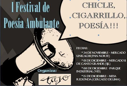 I Festival de Poes&iacute;a Ambulante &ldquo;&iexcl;Chicle, Cigarrillo, Poes&iacute;a!&rdquo;