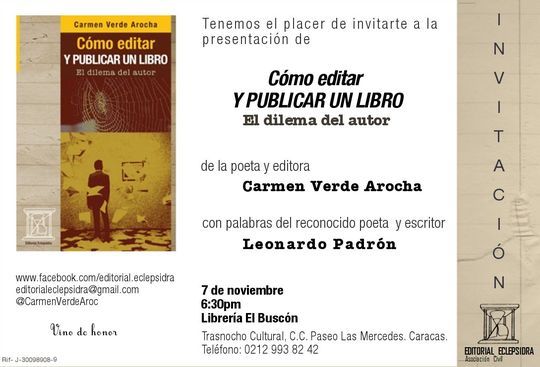 &ldquo;C&oacute;mo editar y publicar un libro: el dilema del autor&rdquo;, de Carmen Verde Arocha 