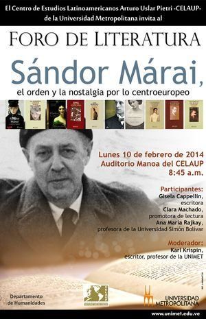Homenaje a S&aacute;ndor M&aacute;rai en la Universidad Metropolitana, en Caracas