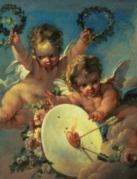 Detalle de &ldquo;Amor en el blanco&rdquo;, atribuido a Francois Boucher y su taller