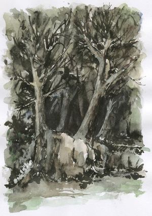 Dos aserradores de madera, por Long Huiyin