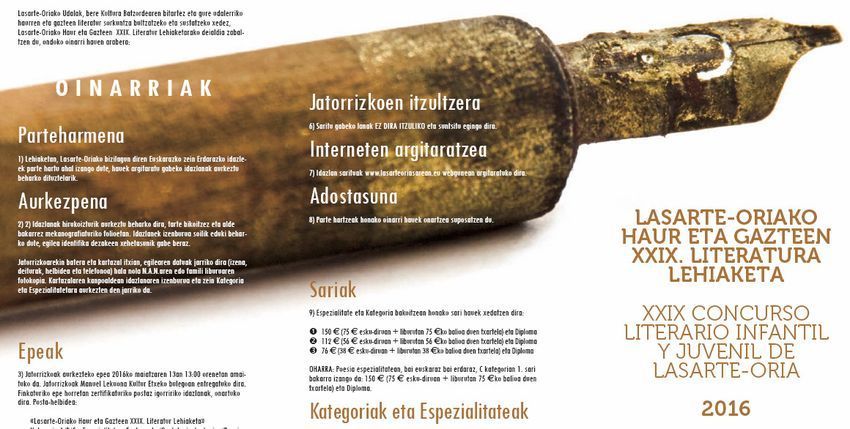 XXIX Concurso Literario Infantil y Juvenil de Lasarte-Oria