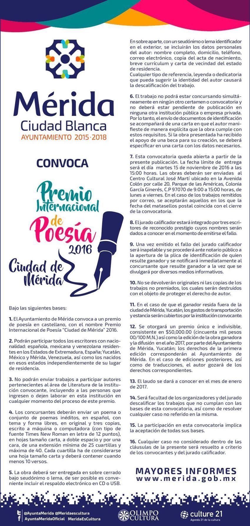 Premio Internacional de Poesía “Ciudad de Mérida” 2016