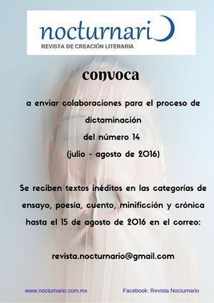 Convocatoria Nº 14 de la revista “Nocturnario”