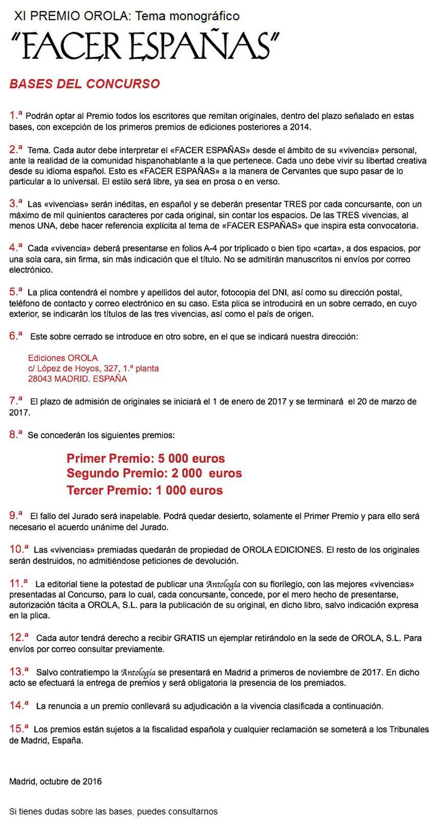 XI Premio Orola, tema monográfico “Facer Españas”