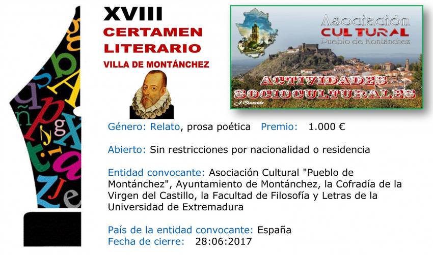 18º Certamen Literario “Villa de Montánchez” 2017