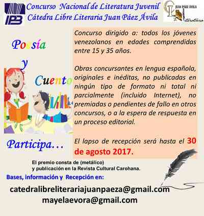 Concurso Nacional de Literatura Juvenil Cátedra Libre Literaria Juan Páez Ávila