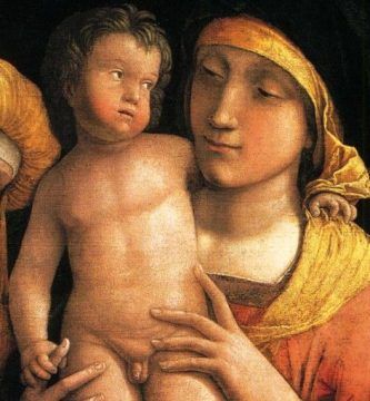 La Sagrada Familia con santa Isabel y el infante Juan el Bautista, de Andrea Mantegna