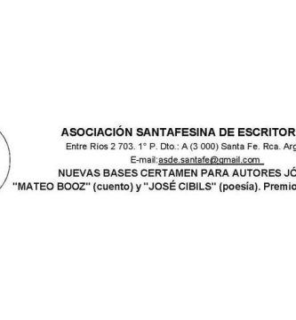 Certamen para Autores Jóvenes “Mateo Booz” (cuento) y “José Cibils” (poesía)