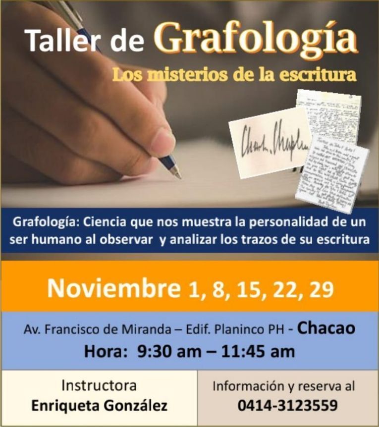 Taller de grafología “Los misterios de la escritura” a cargo de Enriqueta González