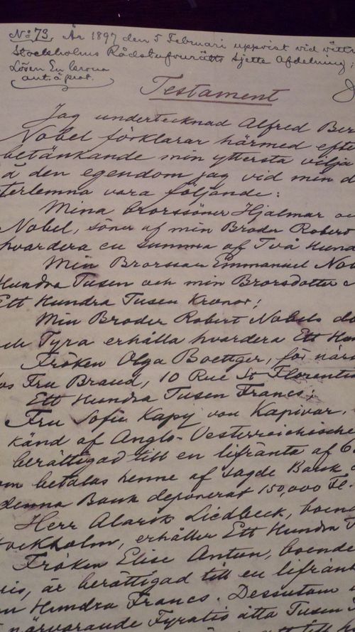 Testamento de Alfred Nobel