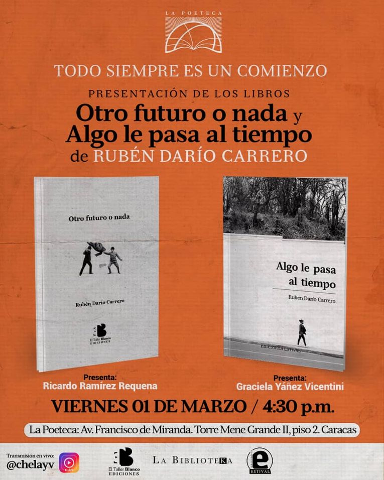 Presentación de “Otro futuro o nada” y “Algo le pasa al tiempo”, de Rubén Darío Carrero