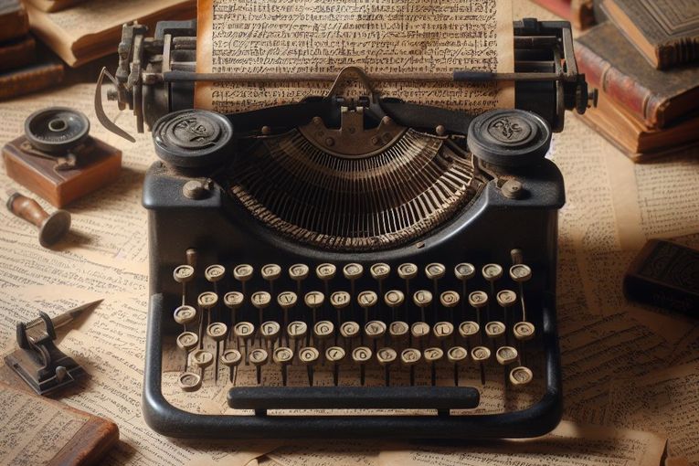 Esa máquina de escribir color gris plomo al fondo, por Carlos Yusti