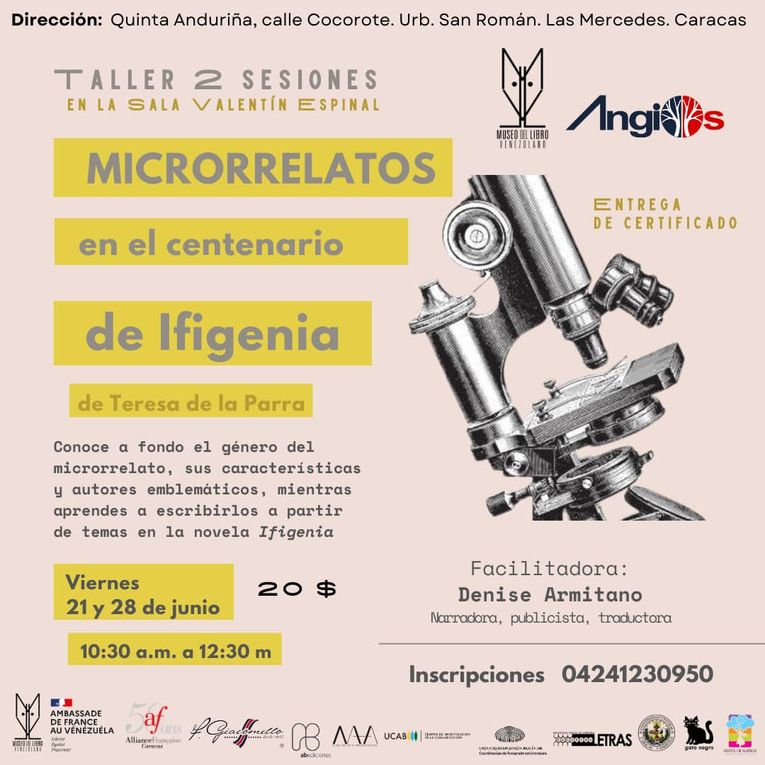 Taller “Microrrelatos en el centenario de Ifigenia de Teresa de la Parra”, con Denise Armitano Cárdenas
