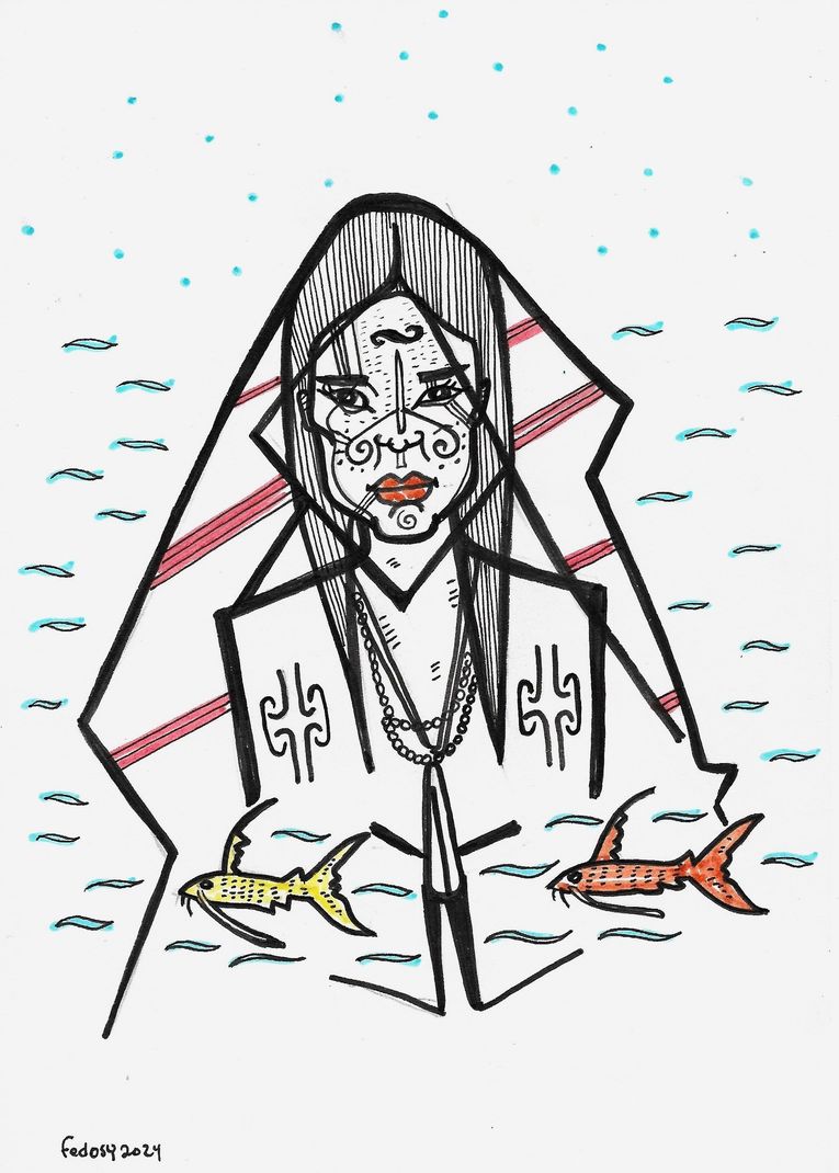 Ilustración de Fedosy Santaella para “El espejo del agua”, de Gabriela Caballero