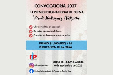 IX Premio Internacional de Poesía Vicente Rodríguez Nietzsche 2027