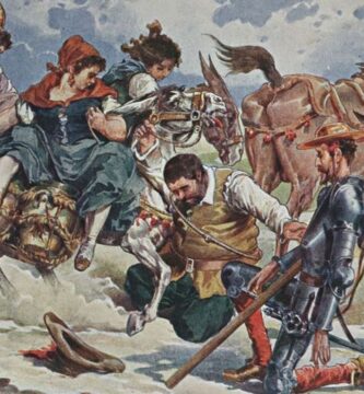 Don Quijote y Sancho se postran ante Dulcinea encantada