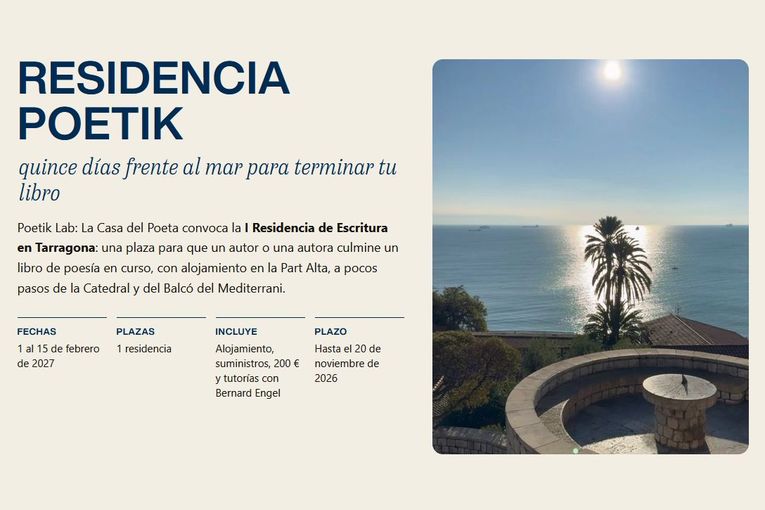 I Residencia de Escritura Poetik Tarragona 2027